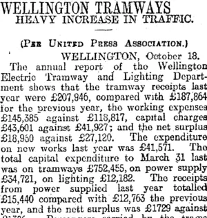 WELLINGTON TRAMWAYS (Otago Daily Times 19-10-1917)