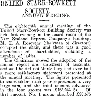 UNITED STARR-BOWKETT SOCIETY. (Otago Daily Times 10-10-1917)