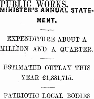 PUBLIC WORKS. (Otago Daily Times 12-10-1917)