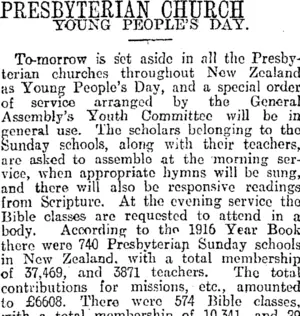 PRESBYTERIAN CHURCH (Otago Daily Times 13-10-1917)