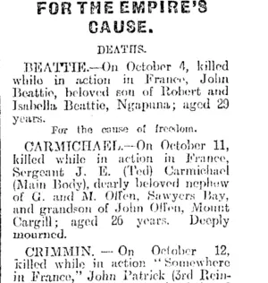 Page 6 Advertisements Column 4 (Otago Daily Times 27-10-1917)