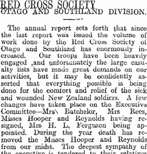 RED CROSS SOCIETY (Otago Daily Times 23-11-1917)