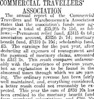 COMMERCIAL TRAVELLERS' ASSOCIATION (Otago Daily Times 22-12-1917)