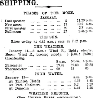 SHIPPING. (Otago Daily Times 15-1-1918)