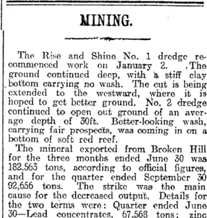 MINING. (Otago Daily Times 10-1-1918)