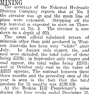 MINING. (Otago Daily Times 23-1-1918)