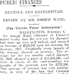 PUBLIC FINANCES (Otago Daily Times 7-2-1918)