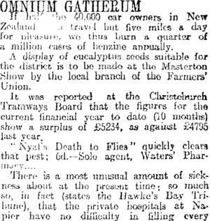 OMNIUM GATHERUM (Otago Daily Times 22-2-1918)