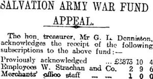 SALVATION ARMY WAR FUND APPEAL. (Otago Daily Times 9-3-1918)