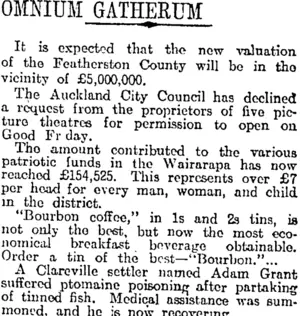 OMNIUM GATHERUM (Otago Daily Times 14-3-1918)