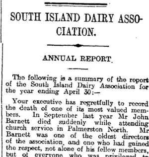 SOUTH ISLAND DAIRY ASSOCIATION. (Otago Daily Times 15-5-1918)