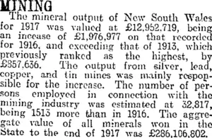 MINING. (Otago Daily Times 18-6-1918)