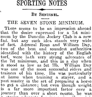 SPORTING NOTES (Otago Daily Times 28-6-1918)