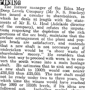 MINING. (Otago Daily Times 20-8-1918)