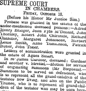 SUPREME COURT (Otago Daily Times 19-10-1918)