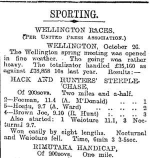SPORTING. (Otago Daily Times 28-10-1918)