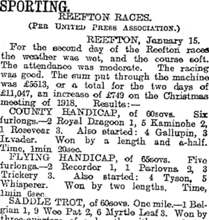 SPORTING. (Otago Daily Times 16-1-1919)