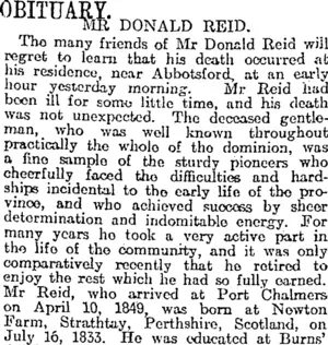 OBITUARY. (Otago Daily Times 8-2-1919)