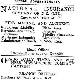 Page 4 Advertisements Column 2 (Otago Daily Times 7-3-1919)