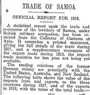 TRADE OF SAMOA (Otago Daily Times 28-4-1919)