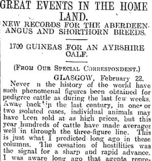 GREAT EVENTS IN THE HOME LAND. (Otago Daily Times 23-4-1919)