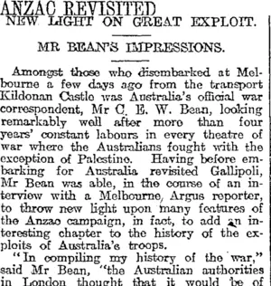 ANZAC REVISITED (Otago Daily Times 31-5-1919)