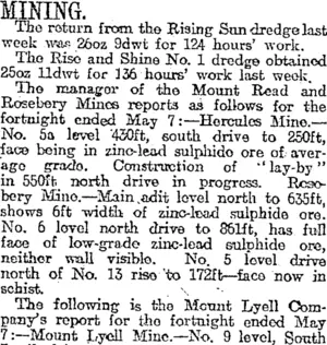 MINING. (Otago Daily Times 2-6-1919)