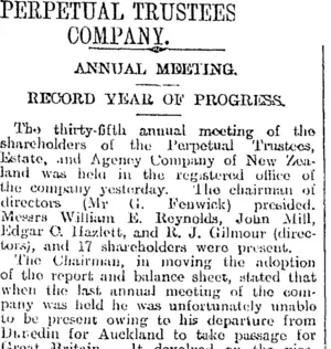 PERPETUAL TRUSTEES COMPANY. (Otago Daily Times 12-6-1919)