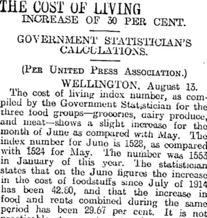 THE COST OF LIVING (Otago Daily Times 14-8-1919)