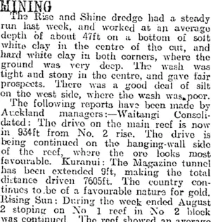 MINING (Otago Daily Times 15-8-1919)