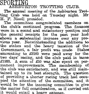 SPORTING. (Otago Daily Times 23-8-1919)