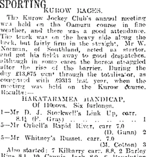 SPORTING. (Otago Daily Times 3-10-1919)