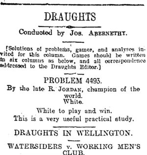 DRAUGHTS (Otago Daily Times 10-10-1919)