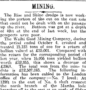 MINING (Otago Daily Times 23-10-1919)