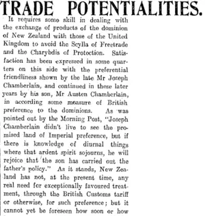 TRADE POTENTIALITIES. (Otago Daily Times 20-11-1919)