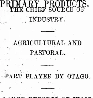 PRIMARY PRODUCTS. (Otago Daily Times 20-11-1919)