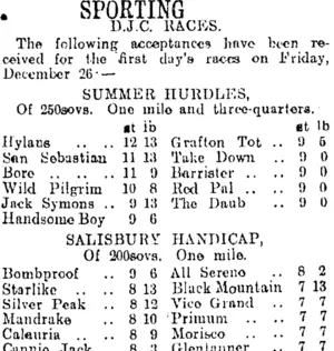 SPORTING. (Otago Daily Times 20-12-1919)
