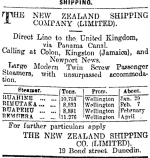 Page 1 Advertisements Column 3 (Otago Daily Times 15-1-1920)