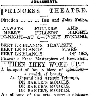 Page 1 Advertisements Column 8 (Otago Daily Times 13-1-1920)