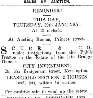 Page 12 Advertisements Column 2 (Otago Daily Times 29-1-1920)