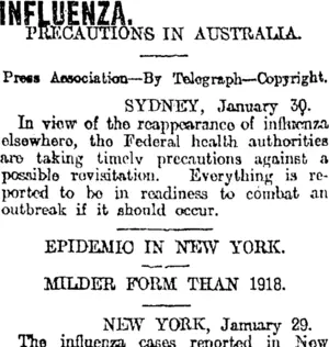 INFLUENZA. (Otago Daily Times 31-1-1920)