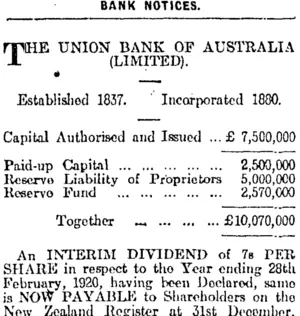Page 7 Advertisements Column 2 (Otago Daily Times 2-2-1920)