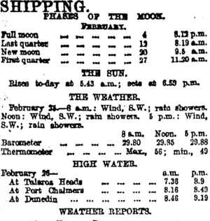 SHIPPING. (Otago Daily Times 26-2-1920)