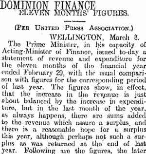 DOMINION FINANCE (Otago Daily Times 9-3-1920)