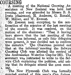 COURSING (Otago Daily Times 11-3-1920)