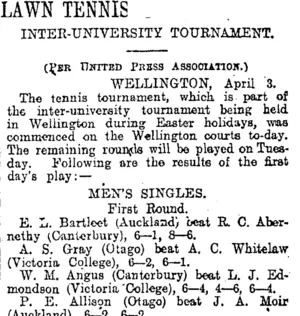 LAWN TENNIS (Otago Daily Times 5-4-1920)