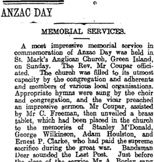 ANZAC DAY (Otago Daily Times 27-4-1920)