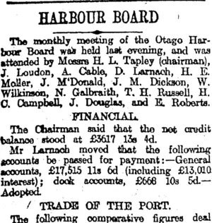 HAEBOUR BOARD (Otago Daily Times 1-5-1920)