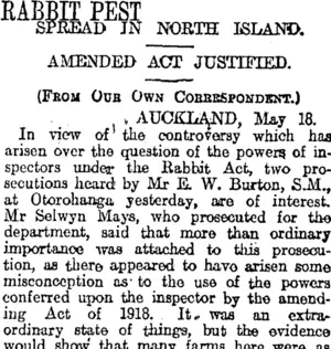 RABBIT PEST (Otago Daily Times 19-5-1920)