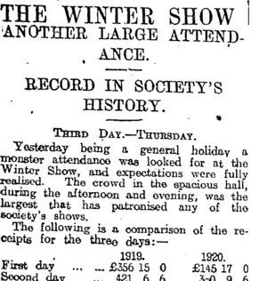 THE WINTER SHOW (Otago Daily Times 4-6-1920)